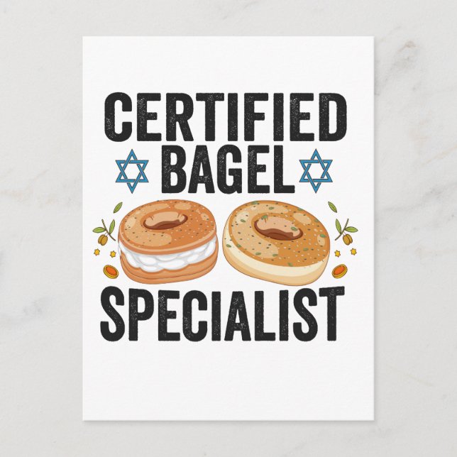 Certified Bagel Specialist Funny Jewish Hanukkah Postkarte (Vorderseite)