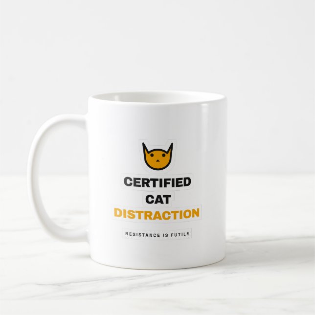 Certified Cat Distraction Funny Cat Mug Kaffeetasse (Links)