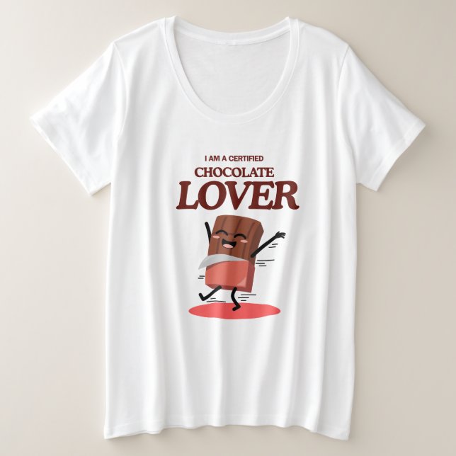 Certified Chocolate Lover | Funny Chocolate Design Große Größe T-Shirt (Design vorne)