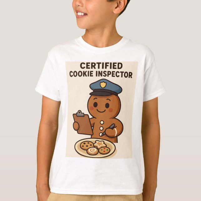 Certified Cookie Inspector Gingerbread Man T-Shirt (Vorderseite)