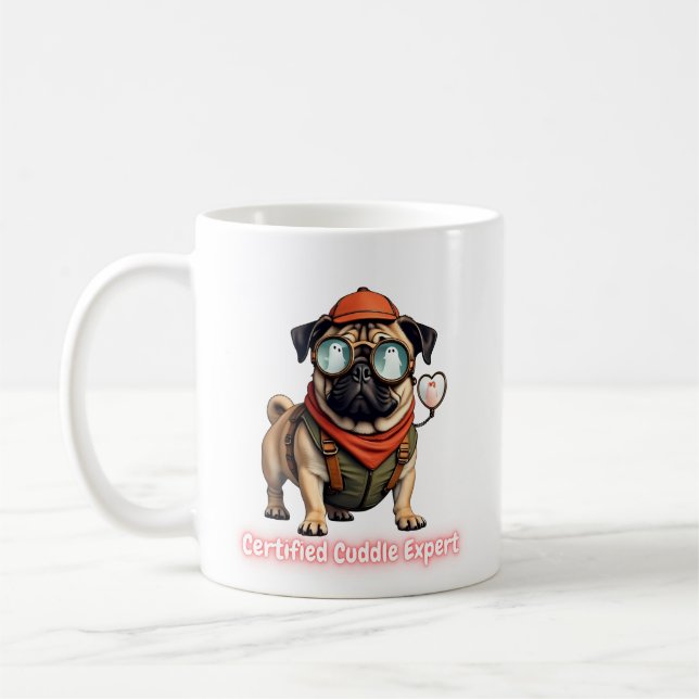 Certified Cuddle Expert Mug – Funny Pug Lover  (Gauche)