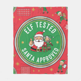 Certified Elf Tested Santa Approved Vintage X-mas Fleecedecke
