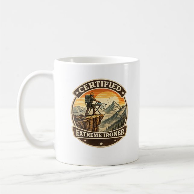 Certified Extreme Ironer Mountain Adventure Mug Kaffeetasse (Links)
