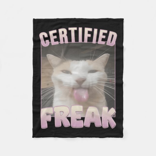 Certified Freak Funny Cat Meme Fleecedecke (Vorderseite)