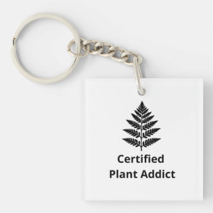 Certified Plant Addict Logo with Black Fern Silhou Schlüsselanhänger