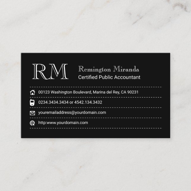 Certified Public Accountant Business Card Visitenkarte (Vorderseite)