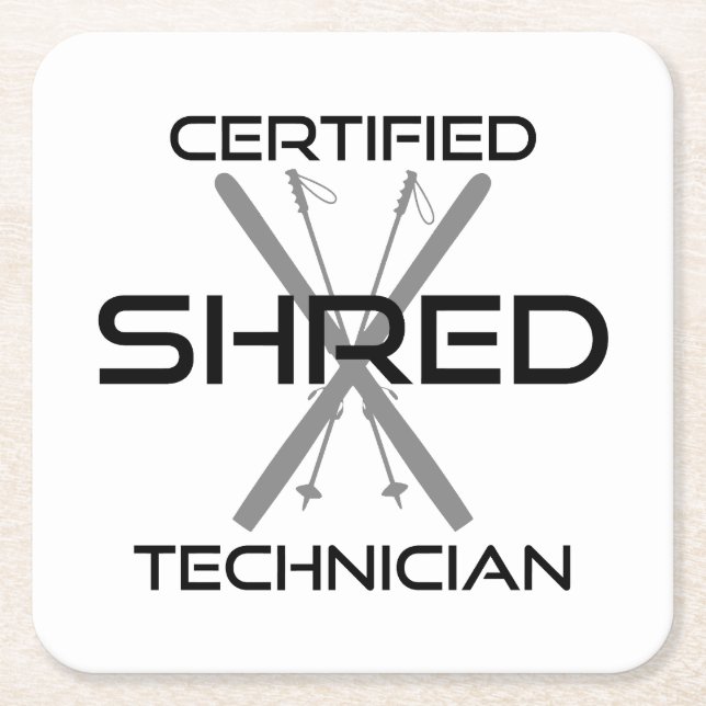Certified Shred Technician Skiing Rechteckiger Pappuntersetzer (Vorderseite)