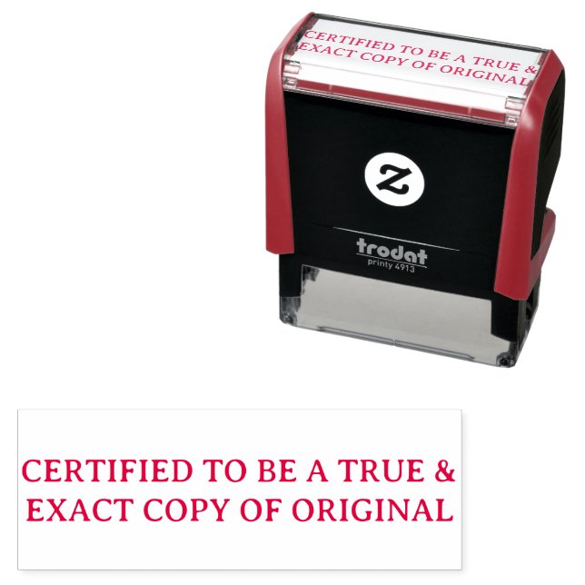 Certified True & Exact Copy of Original  Permastempel (Beispiel)