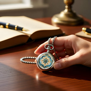 Cerulean Bloom Tapestry Halskettenuhr Armbanduhr
