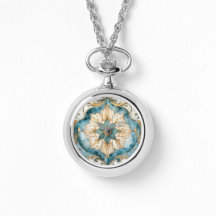 Cerulean Bloom Tapestry Halskettenuhr