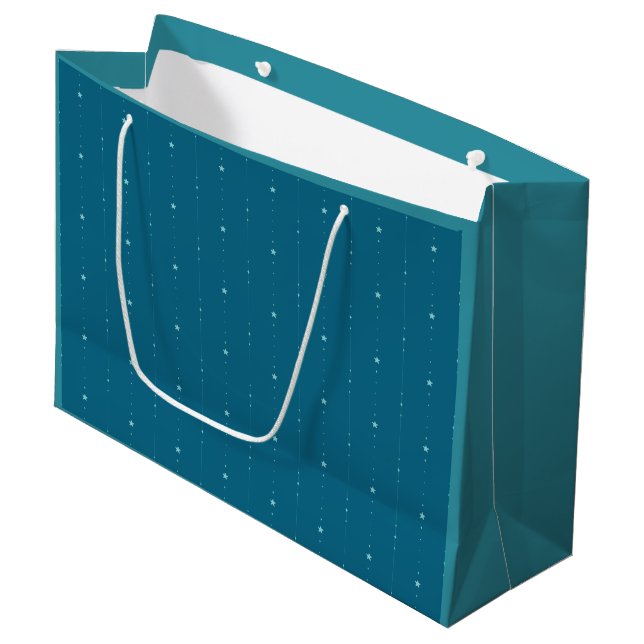 Cerulean Blue - Fallende Sterne Geschenktasche Große Geschenktüte (Vorderseite Schrägansicht)