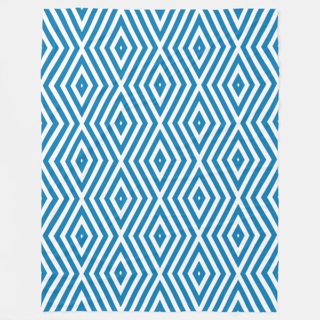 Cerulean Blue Moods Diamond Chevrons Fleecedecke (Vorderseite)