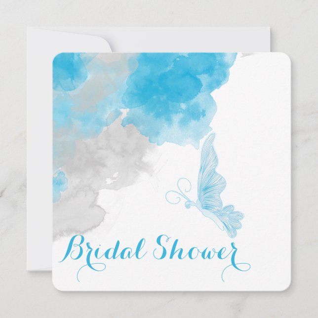 CERULEAN BUTTERFLY WEDING Brautparty Einladung (Vorderseite)