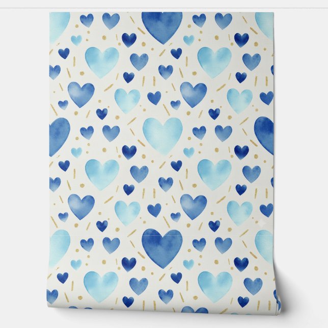 Cerulean Sparkle & Azure Hearts Tapete (Abrollen)