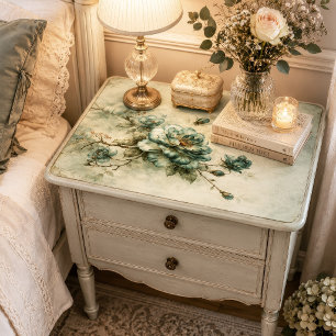 Ceruleanblau Ölfarbe Rose Zweig Decoupage Seidenpapier