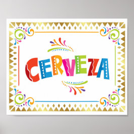 CERVEZA Fiesta Party Bier Signa Print Poster