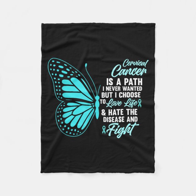 Cervical Cancer Awareness Butterfly Quote Suprt  Fleecedecke (Vorderseite)