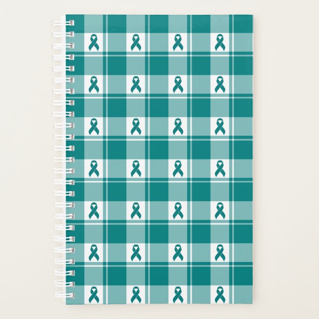 Cervical Cancer Awareness Plaid Planner, Teal Planer (Vorderseite)