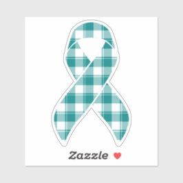 Cervical Cancer Awareness Plaid Teal Ribbon Aufkleber