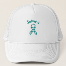 Cervical Cancer Awareness Plaid Teal Survivor Truckerkappe