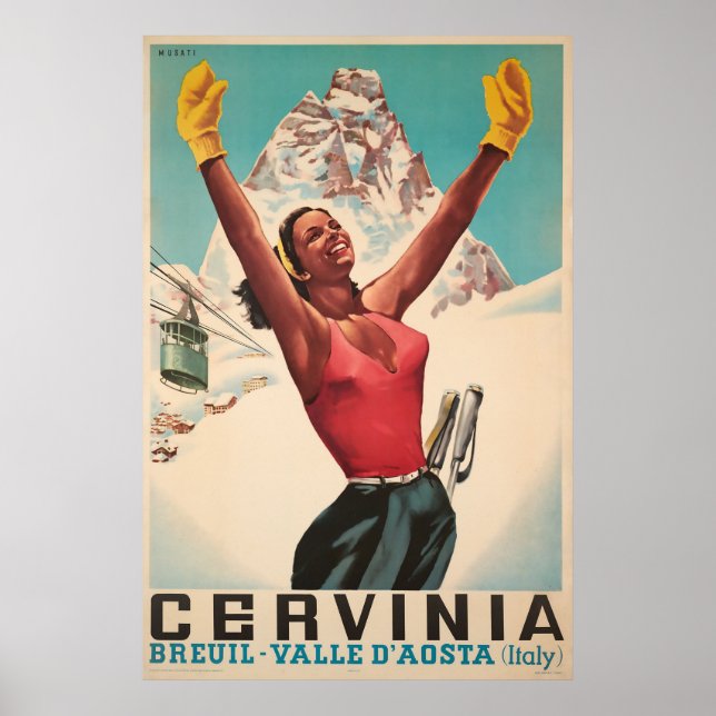 Cervinia, Breuil - Valle d'Aosta , Italien, Skippo Poster (Vorne)