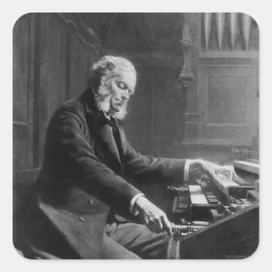 Cesar Franck an der Orgelkonsole Quadratischer Aufkleber