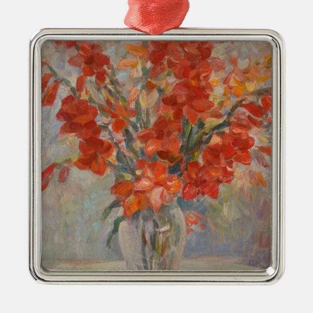Cesar Gemayel Vintag Gladioli Ornament Aus Metall (Vorne)