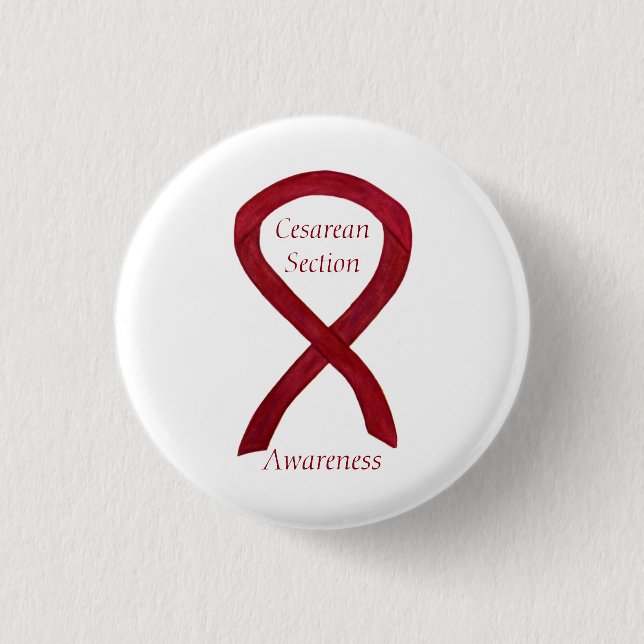 Cesareer Section Awareness Ribbon Custom Art Butto Button (Vorderseite)