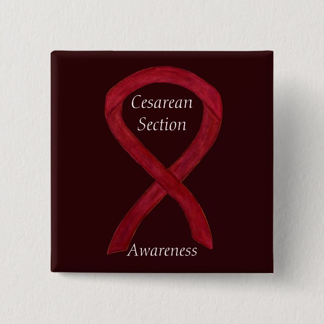 Cesareer Section Awareness Ribbon Custom Art Butto Button (Vorderseite)