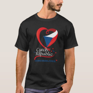 Ceske Budejovice Czech Republic Heart Flag Emblem T-Shirt