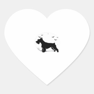 Cesky Terrier Dog � Halloween Moon Silhouette Clas Herz-Aufkleber