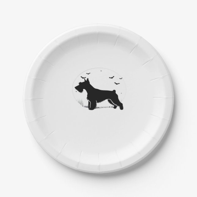 Cesky Terrier Dog � Halloween Moon Silhouette Clas Pappteller (Vorderseite)
