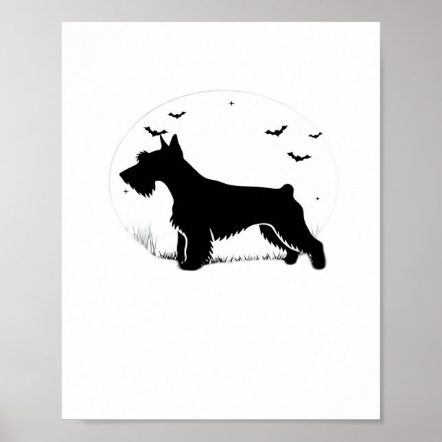 Cesky Terrier Dog - Halloween Moon Silhouette Clas Poster (Vorne)
