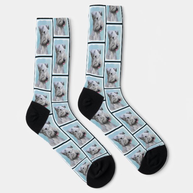 Cesky Terrier Malerei Niedlich Original Hunde Kuns Socken (Rechts)