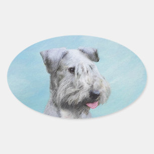 Cesky Terrier Painting - Niedliche Original Dog Ar Ovaler Aufkleber