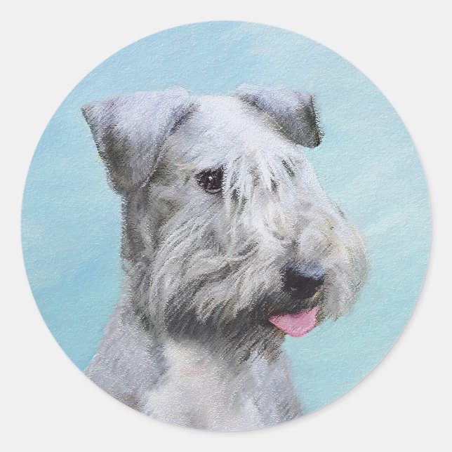 Cesky Terrier Painting - Niedliche Original Dog Ar Runder Aufkleber (Vorderseite)