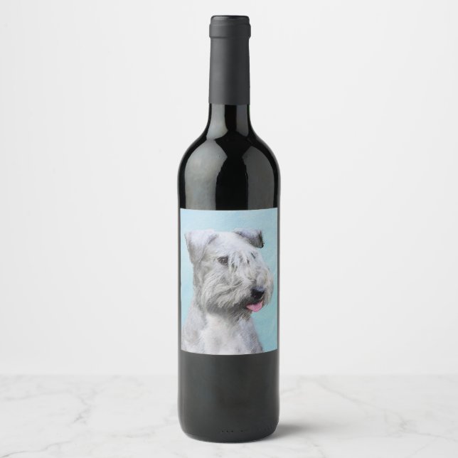 Cesky Terrier Painting - Niedliche Original Dog Ar Weinetikett (Vorderseite)