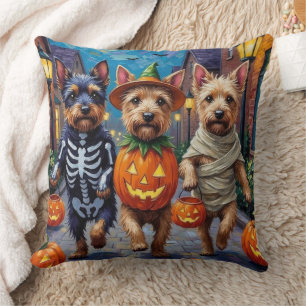 Cesky Terrier Süßigkeitenbetteln Halloween-Kostüm Kissen