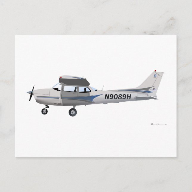 Cessna 172 Skyhawk Blue Postkarte (Vorderseite)