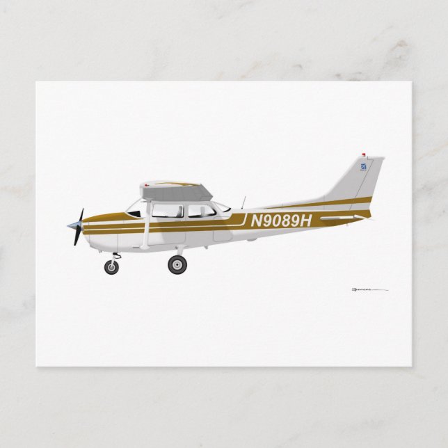 Cessna 172 Skyhawk Brown Postkarte (Vorderseite)