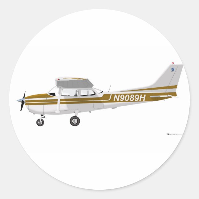 Cessna 172 Skyhawk Brown Runder Aufkleber (Vorderseite)