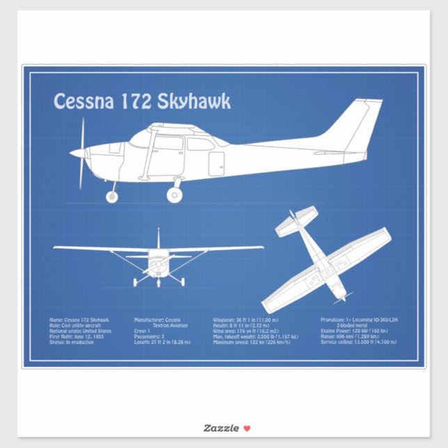 Cessna 172 Skyhawk - Flugzeugkonzepte ABD Aufkleber (Blatt)