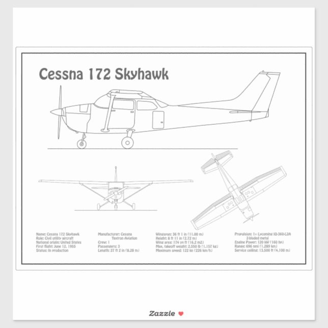 Cessna 172 Skyhawk - Flugzeugkonzepte BD Aufkleber (Blatt)