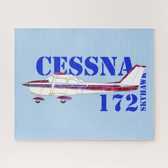 Cessna 172 Skyhawk Illustration Fett Text Design (Horizontal)