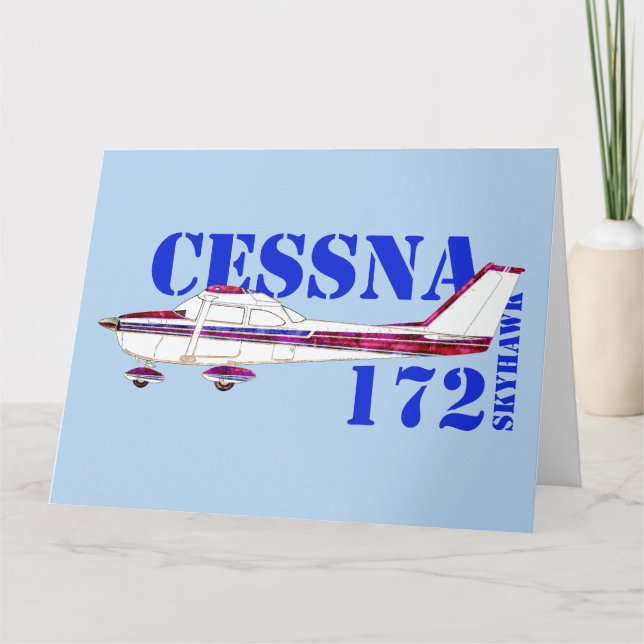 Cessna 172 Skyhawk Illustration Fett Text Design Dankeskarte (Vorderseite)