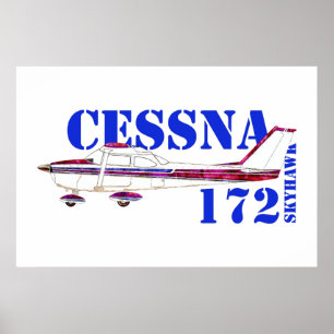 Cessna 172 Skyhawk Illustration Fettschriftdesign Poster
