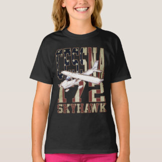 Cessna 172 Skyhawk mit Vintager Flagge der Vereini T-Shirt