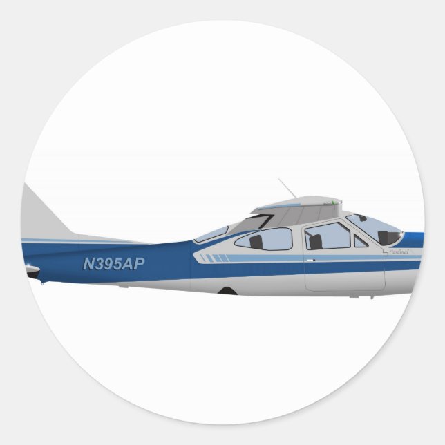 Cessna 177RG Kardinal 395395 Runder Aufkleber (Vorderseite)