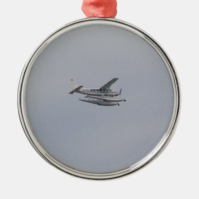 Cessna 208 Caravan Seaplane Silbernes Ornament (Vorne)