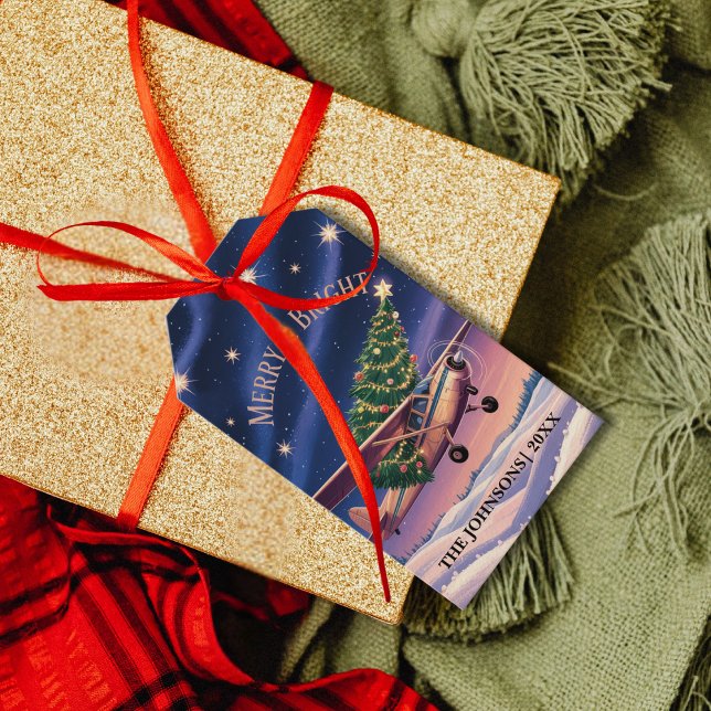 Cessna Airplane carries Christmas Tree Photo Funny Geschenkanhänger (Von Creator hochgeladen)